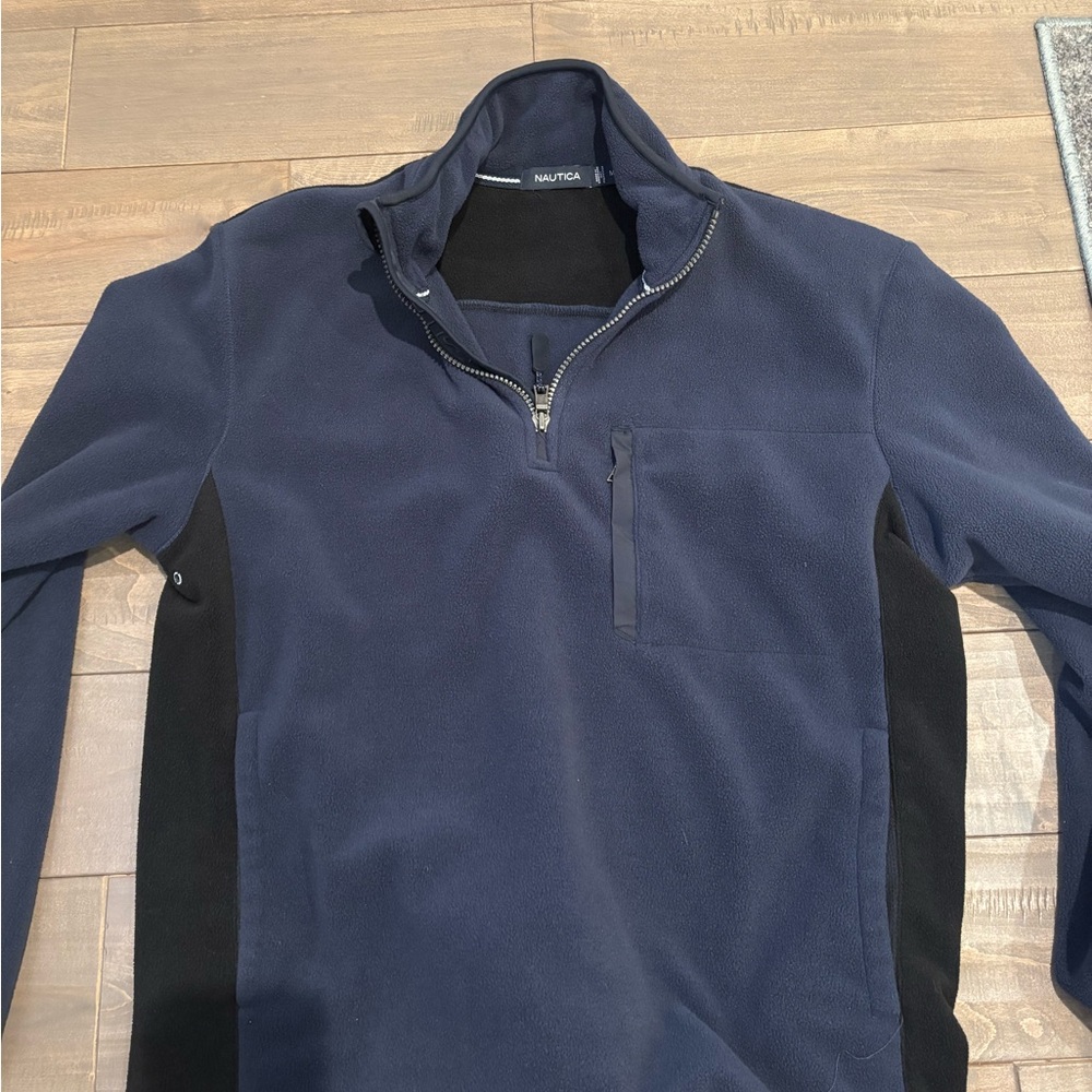 Nautica Navy and Black Quarter-Zip Pullover